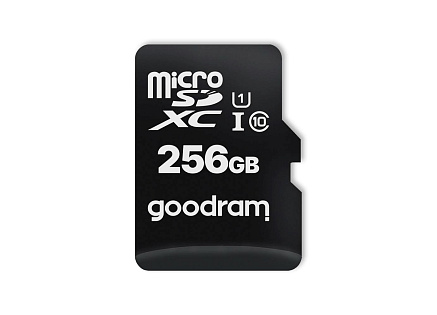 GOODRAM microSDXC karta 256GB M1AA (R:100/W:10 MB/s), UHS-I Class 10, U1 + Adapter GOODRAM microSDXC karta 256GB M1AA (R:100/W:10 MB/s), UHS-I Class 10, U1 + Adapter