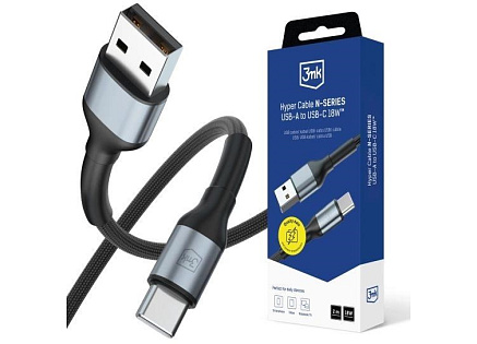 3mk kabel Hyper Cable N-SERIES A to C 2m 9V/2A 18W Black