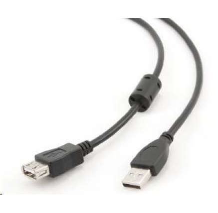 GEMBIRD Kabel USB 2.0 A-A prodlužovací 4,5m (černý, HQ s ferritovým jádrem)