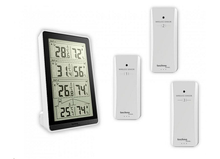TechnoLine WS 7060 - digitální teploměr s vlhkoměrem se třemi bezdrátovými čidly