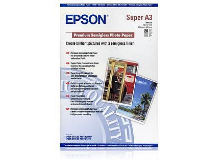 EPSON Paper A3 - Premium Semigloss Photo Paper, DIN A3+, 250g/m2, 20 Sheets