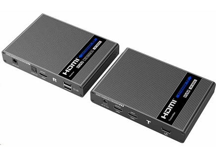 PremiumCord HDMI 2.0 KVM extender Ultra HD 4kx2k@60Hz na 70m s přenosem USB