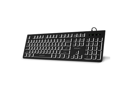 EVOLVEO Klávesnice K1010, Tichá, Drátová USB, Podsvícení, CZ+SK, Černá