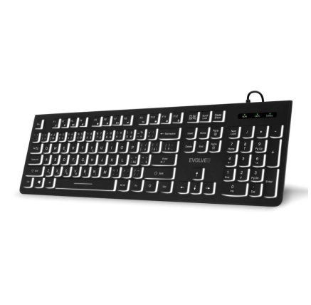 EVOLVEO Klávesnice K1010, Tichá, Drátová USB, Podsvícení, CZ+SK, Černá EVOLVEO Klávesnice K1010, Tichá, Drátová USB, Podsvícení, CZ+SK, Černá