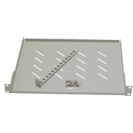 LEXI-Net 19" police s perforací 1U/650mm, nosnost 45kg, zadní nastavitelný úchyt, šedá