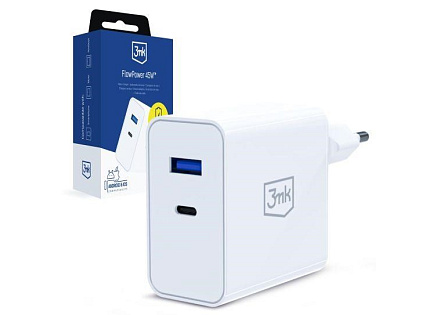 3mk FlowPower 45W 1A1C PD3.0 QC4+ White 3mk FlowPower 45W 1A1C PD3.0 QC4+ White