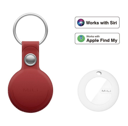 MiLi MiTag  – smart lokátor s koženou klíčenkou, červená