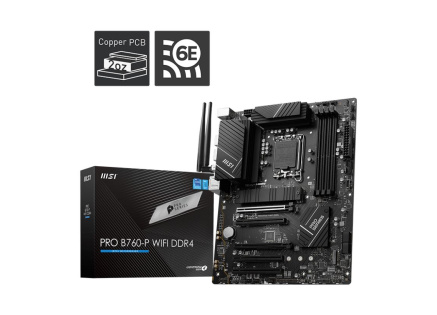 MSI MB Sc LGA1700 PRO B760-P WIFI DDR4, Intel B760, 4xDDR4, 1xDP, 1xHDMI, WI-FI