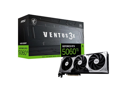 MSI VGA NVIDIA GeForce RTX 5060 Ti 16G VENTUS 3X OC, RTX 5060 Ti, 16GB GDDR7, 3xDP, 1xHDMI