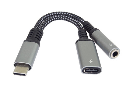PremiumCord Redukce USB-C /3,5mm jack s DAC chipem + USB-C pro nabíjení 13cm PremiumCord Redukce USB-C /3,5mm jack s DAC chipem + USB-C pro nabíjení 13cm