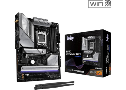 ASRock MB Sc AM5 B850 LiveMixer WiFi, AMD B850, 4xDDR5, 1xDP, 1xHDMI, WiFi, ATX
