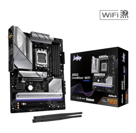 ASRock MB Sc AM5 B850 LiveMixer WiFi, AMD B850, 4xDDR5, 1xDP, 1xHDMI, WiFi, ATX