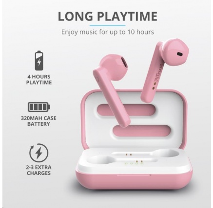 TRUST sluchátka Primo Touch Bluetooth Wireless Earphones - pink