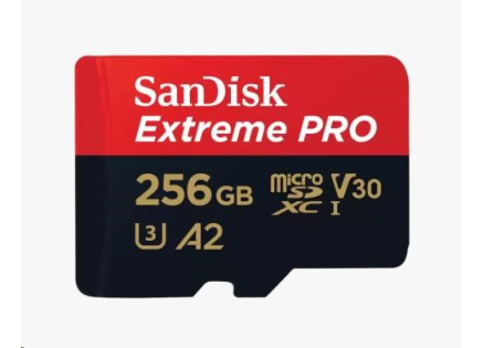 SanDisk micro SDXC karta 256GB Extreme PRO (200 MB/s Class 10, UHS-I U3 V30) + adaptér