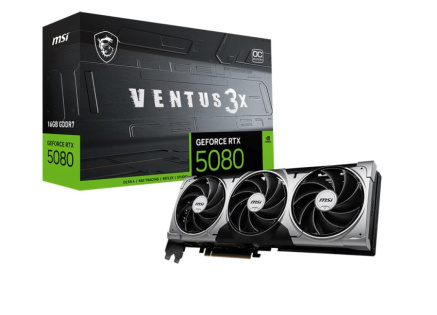 MSI VGA NVIDIA GeForce RTX 5080 16G VENTUS 3X OC, RTX 5080, 16GB GDDR7, 3xDP, 1xHDMI MSI VGA NVIDIA GeForce RTX 5080 16G VENTUS 3X OC, RTX 5080, 16GB GDDR7, 3xDP, 1xHDMI