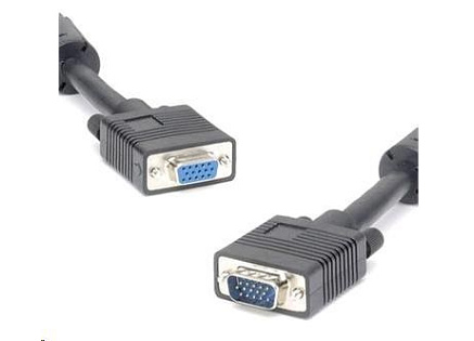 PREMIUMCORD Kabel VGA prodlužovací 3m (HD15M/F, dvojité stínění, feritová jádra), černý