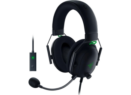 RAZER sluchátka s mikrofonem BlackShark V2, Wired Esports Headset + USB Mic Enhancer