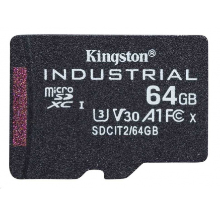 Kingston MicroSDXC karta 64GB microSDXC Industrial C10 A1 pSLC Card Single Pack Kingston MicroSDXC karta 64GB microSDXC Industrial C10 A1 pSLC Card Single Pack