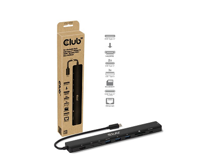 Club3D Dokovací stanice USB-C 10v1, 140W PD, 1xHDMI, 3xUSB-C, 3xUSB, 1xRJ45, černá Club3D Dokovací stanice USB-C 10v1, 140W PD, 1xHDMI, 3xUSB-C, 3xUSB, 1xRJ45, černá