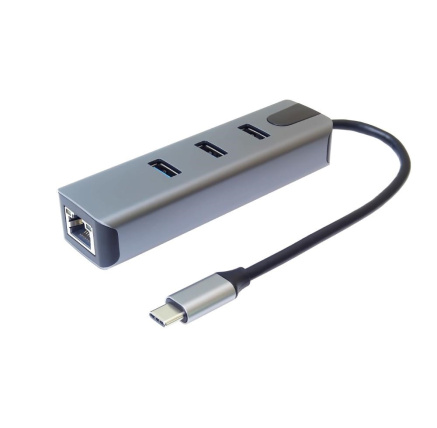 PremiumCord Adapter USB-C na Gigabit 10/100/1000Mbps + 3x USB3.2 konektor PremiumCord Adapter USB-C na Gigabit 10/100/1000Mbps + 3x USB3.2 konektor