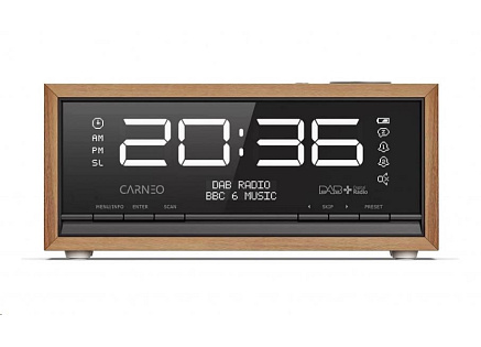 CARNEO C100, rádio DAB+, FM, BT, budík, OLED, wood