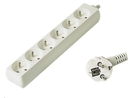 PREMIUMCORD Prodlužovací přívod 230V 5m, 6 zásuvek, bílá