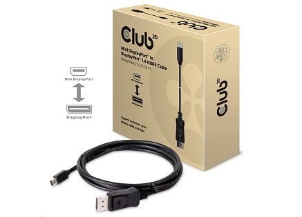 Club3D Adaptér mini DisplayPort 1.4 na DisplayPort 1.4, HBR3 8K60Hz/4K120Hz (M/M), 2m Club3D Adaptér mini DisplayPort 1.4 na DisplayPort 1.4, HBR3 8K60Hz/4K120Hz (M/M), 2m