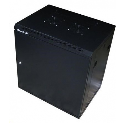 XtendLan 19" nástěnný rozvaděč 12U 600x450, nosnost 60kg, plné dveře, svařený, proti vykradení,černý