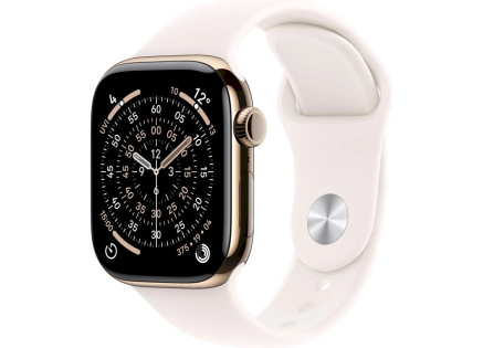 Apple Watch Series 11 GPS + Cellular 42mm Gold Titanium Case with Light Blush Sport Band - M/L