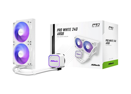 ASROCK Vodní chladič Pro White 240 ARGB, 2x120mm, LGA1851, AM5, bílá ASROCK Vodní chladič Pro White 240 ARGB, 2x120mm, LGA1851, AM5, bílá