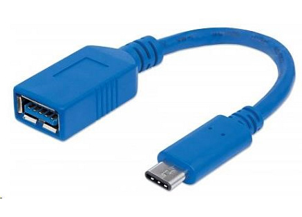 MANHATTAN Kabel USB 2.0 A - USB 3.1 C (F/M), modrý