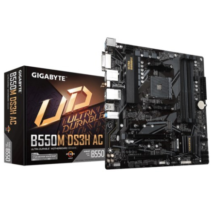 GIGABYTE MB Sc AM4 B550M DS3H AC, 4xDDR4, 1xDP, 1xHDMI, 1xDVI-D, Wi-Fi, mATX