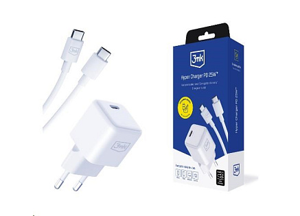 3mk síťová nabíječka Hyper Charger PD 25W + kabel USB-C