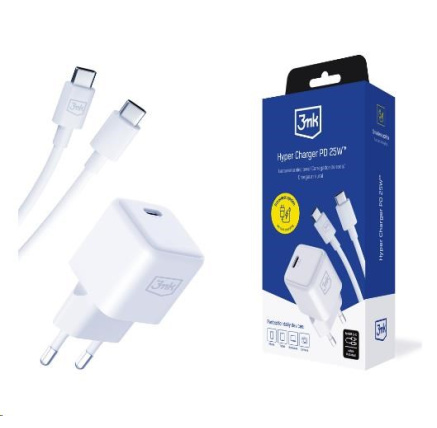 3mk síťová nabíječka Hyper Charger PD 25W + kabel USB-C 3mk síťová nabíječka Hyper Charger PD 25W + kabel USB-C