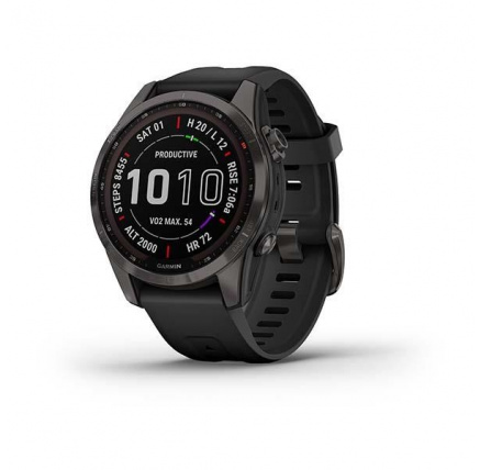 Garmin fenix 7s Sapphire Solar, Titan Carbon Gray/ Black Silicone Band Garmin fenix 7s Sapphire Solar, Titan Carbon Gray/ Black Silicone Band