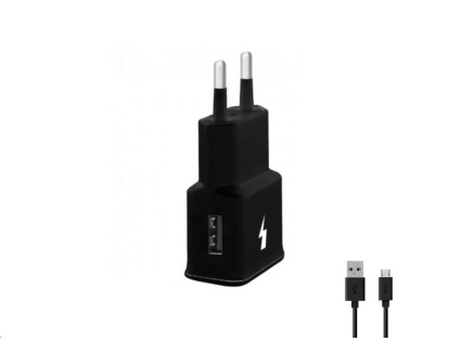 WG - Síťová nabíječka 1x USB-A, Quick Charge 3.0, 5V-9V-12V + kabel USB-A na Micro USB, black