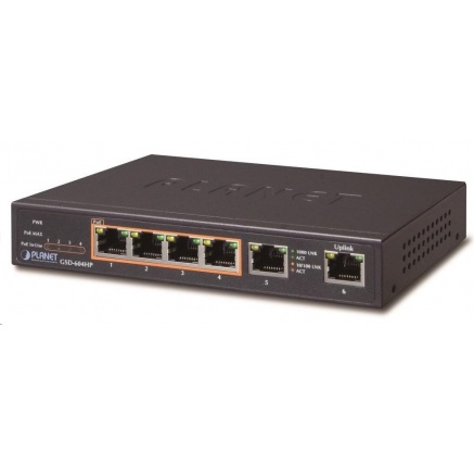 Planet GSD-604HP Switch, 55W, ext.zdroj, kov, fanless Planet GSD-604HP Switch, 55W, ext.zdroj, kov, fanless
