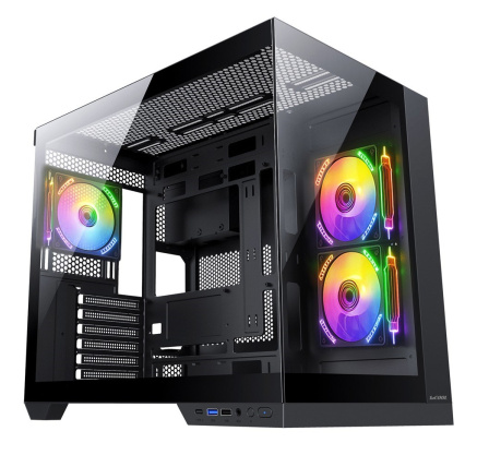 1stCOOL skříň DREAMER, Mid Tower, AU, USB 3.0, USB-C, 3x 120mm ARGB Fan, černá