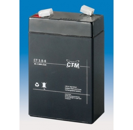 Baterie - CTM CT 6-3 (6V/3Ah - Faston 187), životnost 5let Baterie - CTM CT 6-3 (6V/3Ah - Faston 187), životnost 5let