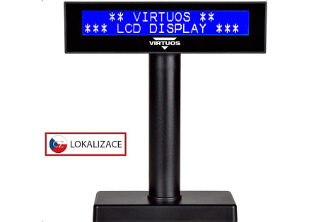 Virtuos LCD zákaznický displej Virtuos FL-2026MB 2x20, USB, černý