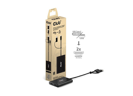 Club3D Video rozbočovač USB-C/A na 2xHDMI 2.0, Dual Monitor, 4K60Hz (M/F)