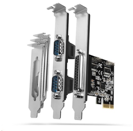 AXAGON PCEA-PSN, PCIe řadič - 1x paralelní (LPT) + 2x sériový port (RS232) 250 kbps, vč. LP