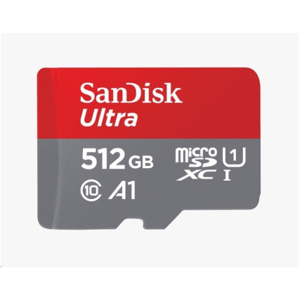 SanDisk MicroSDXC karta 512GB Ultra (150 MB/s, A1 Class 10 UHS-I) + adaptér
