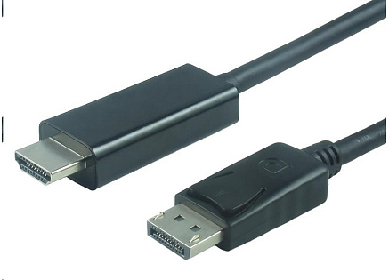 PREMIUMCORD Kabel DisplayPort 1.2 na HDMI 2.0, pro rozlišení 4Kx2K@60Hz, 1m