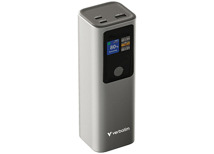 VERBATIM Powerbanka Charge 'n' Go, 27000 mAh, 2x USB-C 140W, 1x USB-A 18W, Šedá