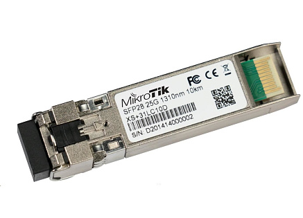 Mikrotik SFP/SFP+/SFP28 optický modul XS+31LC10D, SM, 1/10/25Gbps, 1310nm, 10km, 2xLC Mikrotik SFP/SFP+/SFP28 optický modul XS+31LC10D, SM, 1/10/25Gbps, 1310nm, 10km, 2xLC
