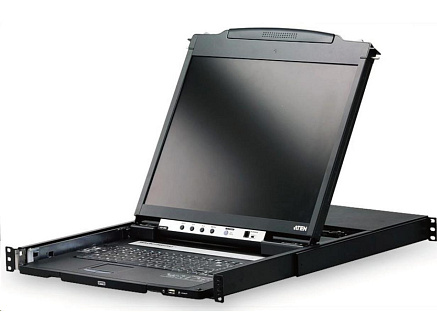 ATEN dual rail console, 19" LCD, rack 19", klávesnice, touchpad
