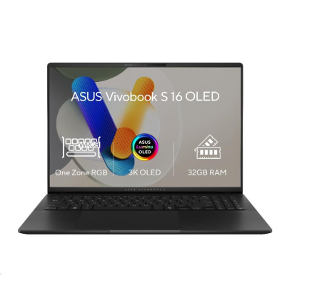 ASUS NTB Vivobook S 16 (S5606CA-OLED046X), Ultra 7-255H, 16" 2880 x 1800, 32GB, 1TB SSD, Intel Arc, W11 Pro, Black ASUS NTB Vivobook S 16 (S5606CA-OLED046X), Ultra 7-255H, 16" 2880 x 1800, 32GB, 1TB SSD, Intel Arc, W11 Pro, Black