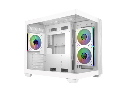 Cooler Master case Elite 481 Wood, ATX, Průhledná bočnice, 3x 120mm ARGB Fan, Bílá