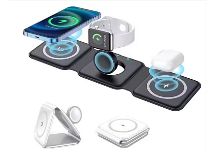 1stCOOL bezdrátová přenosná QI nabíječka 3v1, MagSafe, USB-C, černá 1stCOOL bezdrátová přenosná QI nabíječka 3v1, MagSafe, USB-C, černá